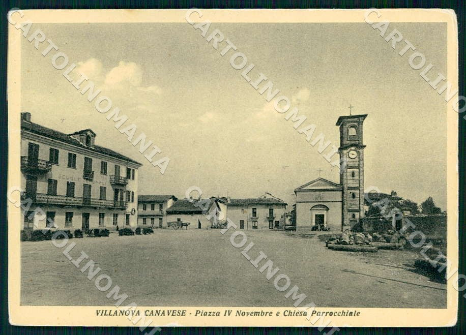 Torino Villanova Canavese Piazza IV Novembre Chiesa FG cartolina GM0036 – fronte