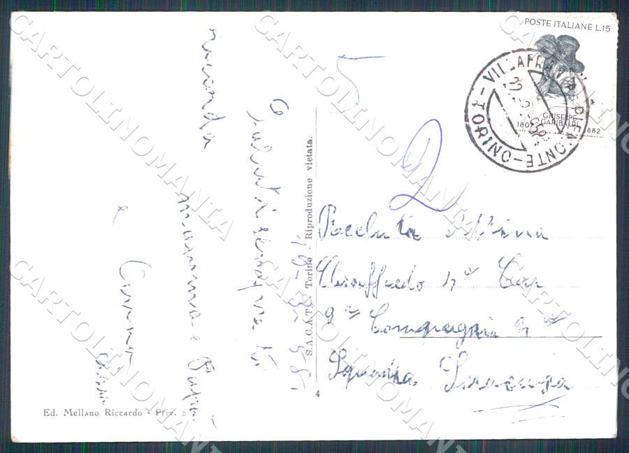 Torino Villafranca Piemonte Monviso Panorama FG Foto cartolina GM0037 – retro