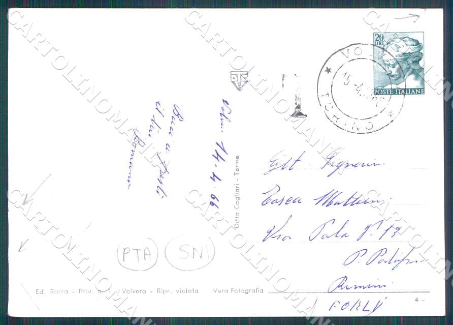 Torino Volvera Entrata Casa Sopegno PIEGATA FG Foto cartolina GM0042 – retro