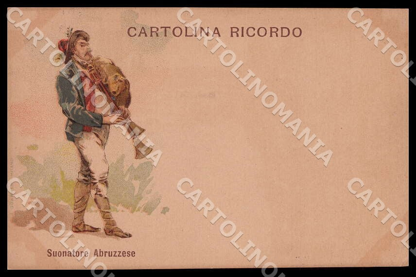 L'Aquila Ricordo Suonatore Abruzzese Zampognaro Costumi cartolina GM0043 – fronte