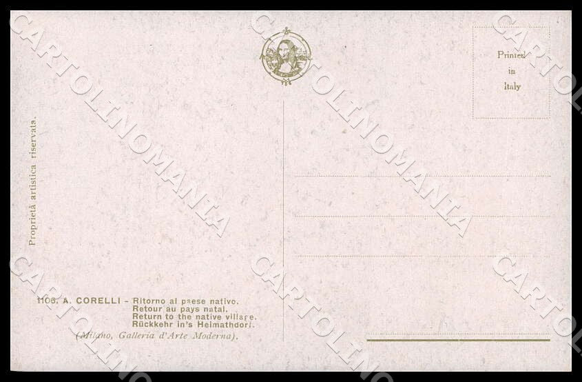 L'Aquila Corelli Ritorno al paese nativo Costumi Organetto cartolina GM0044 – retro