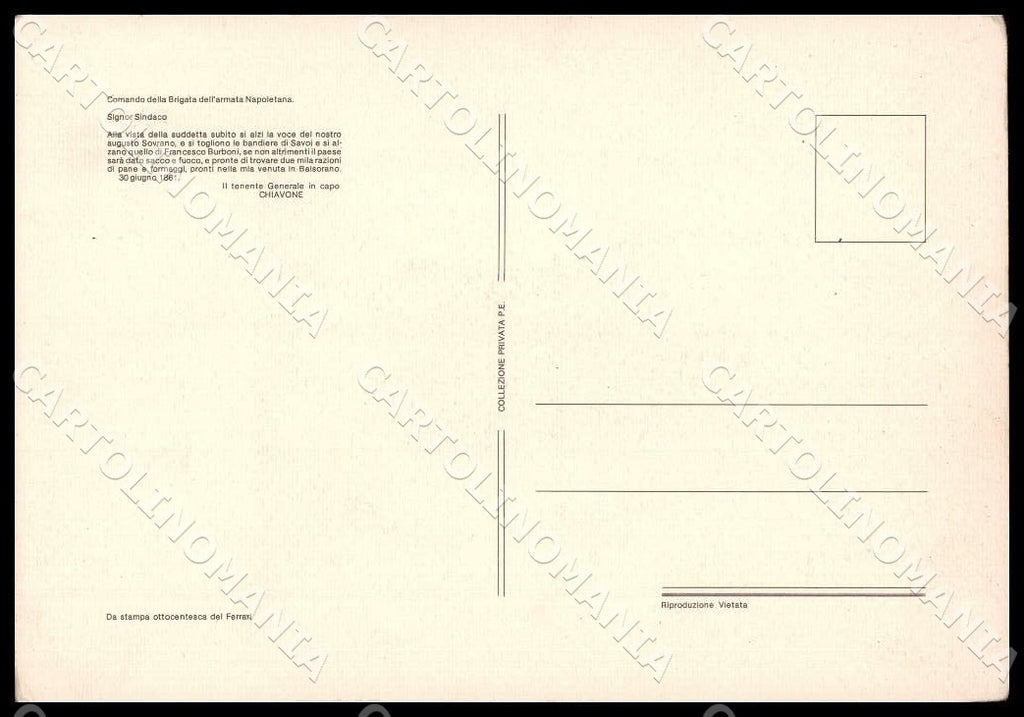 L'Aquila Balsorano Brigante Abruzzese Costumi FG cartolina GM0070 – retro