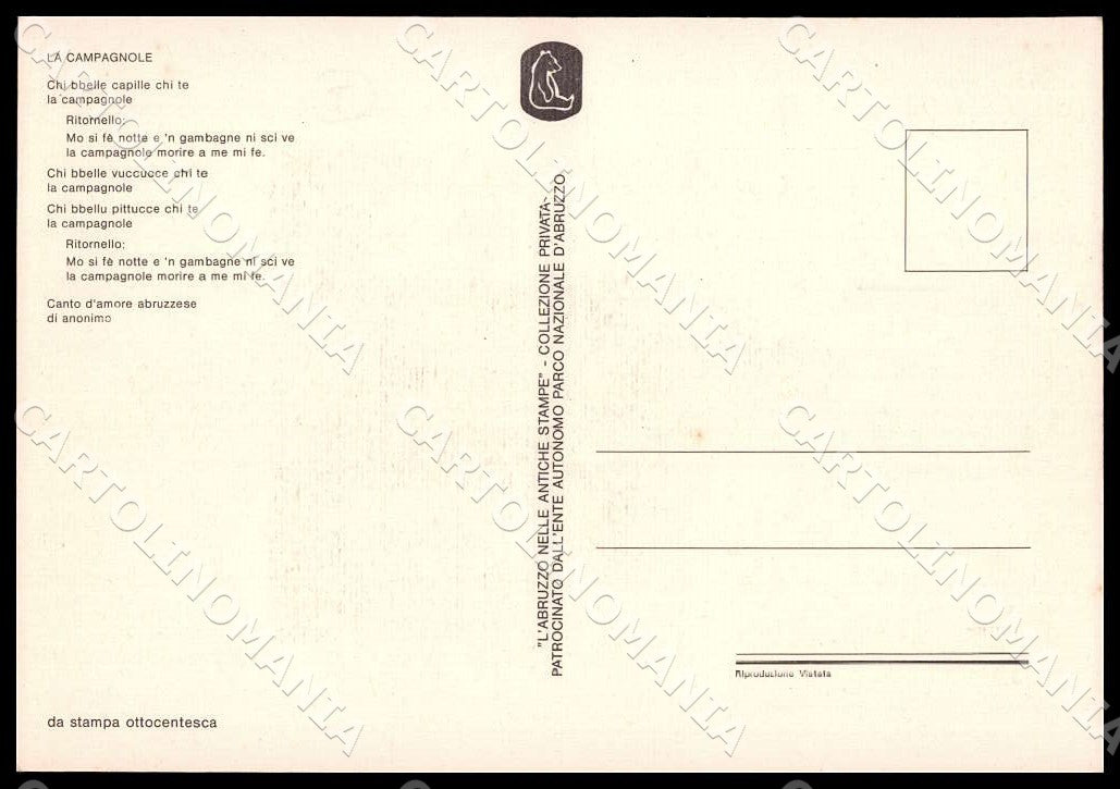 L'Aquila Contadina Abruzzese Costumi FG cartolina GM0072 – retro