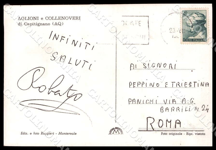 L'Aquila Capitignano Aglioni Collenoveri FG Foto cartolina GM0080 – retro