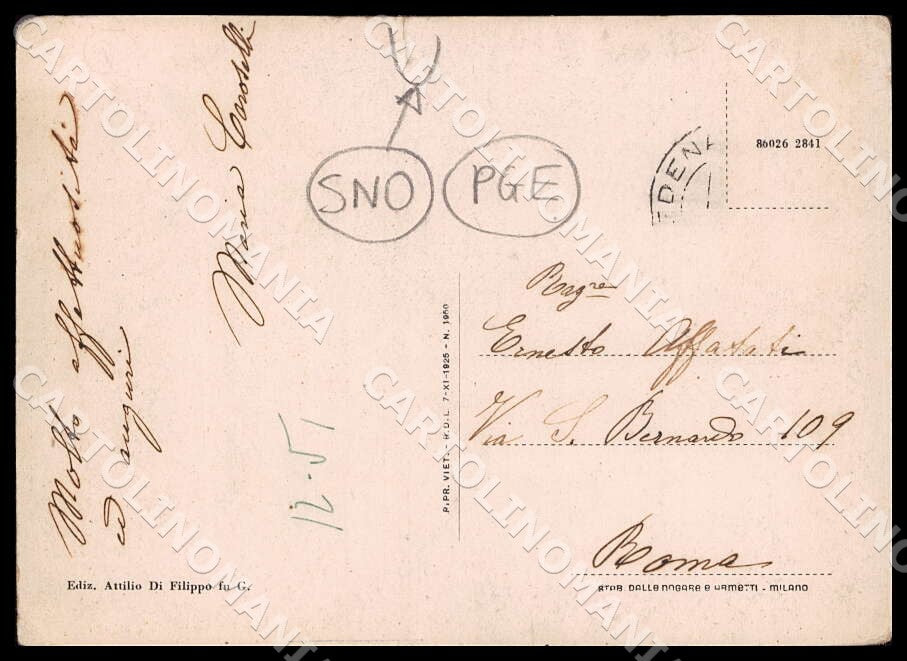 L'Aquila Alfedena Asilo Infantile Elena STRAPPINO PIEGHINE FG cartolina GM0087 – retro