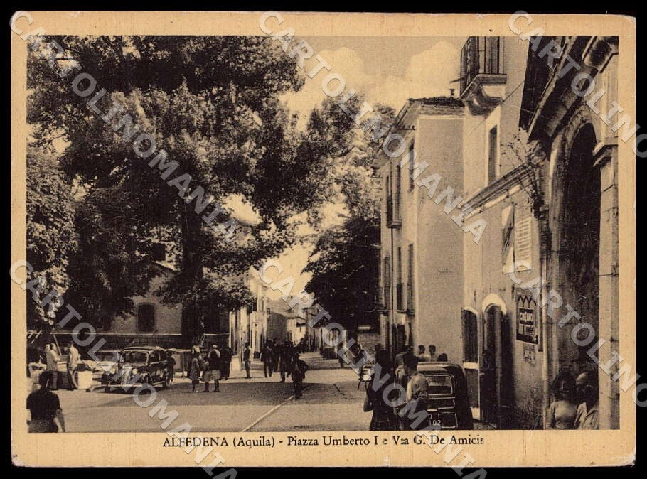 L'Aquila Alfedena Piazza Umberto I Via De Amicis PIEGHINE FG cartolina GM0088 – fronte