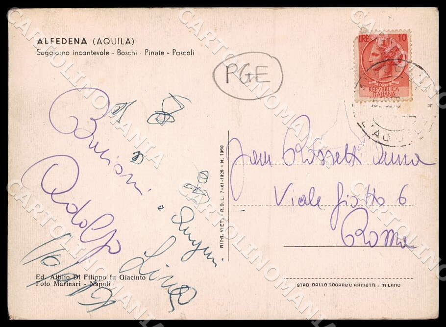 L'Aquila Alfedena Piazza Umberto I Via De Amicis PIEGHINE FG cartolina GM0088 – retro