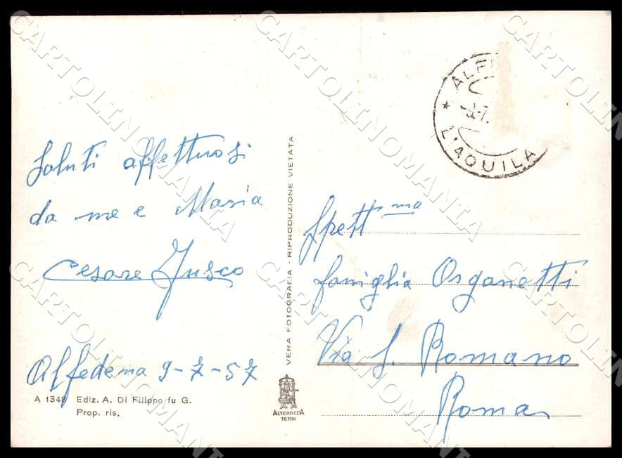 L'Aquila Alfedena Via Roma Villino Fusco Alterocca FG Foto cartolina GM0089 – retro