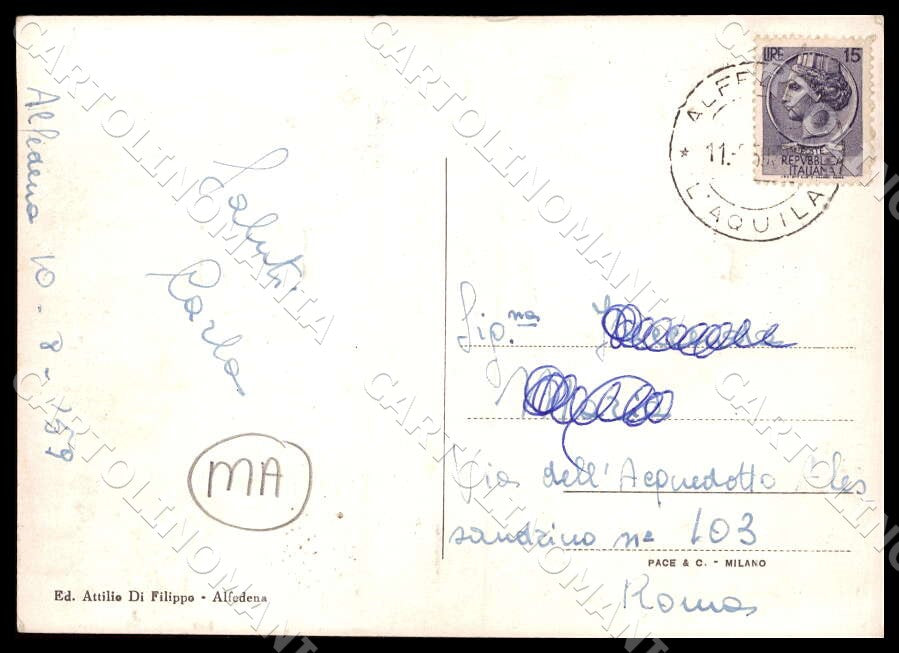 L'Aquila Alfedena Saluti da Panorama MACCHIA FG Foto cartolina GM0091 – retro