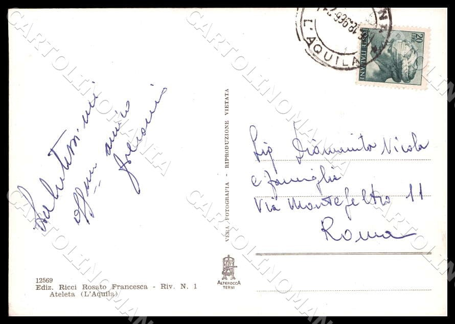 L'Aquila Ateleta Asilo infantile Alterocca Scuola FG Foto cartolina GM0096 – retro