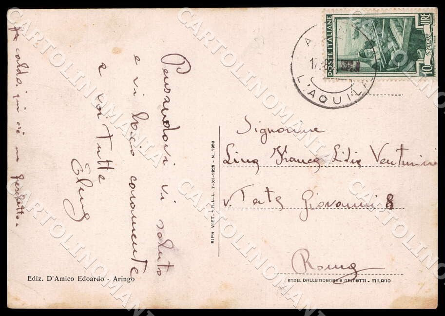 L'Aquila Montereale Aringo PIEGA FG cartolina GM0101 – retro