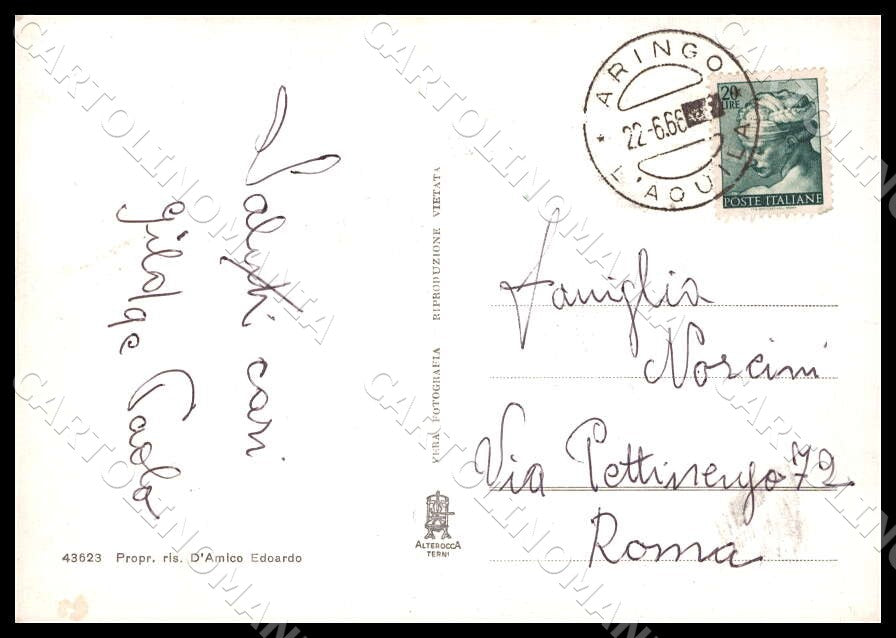 L'Aquila Montereale Aringo Alterocca FG Foto cartolina GM0102 – retro