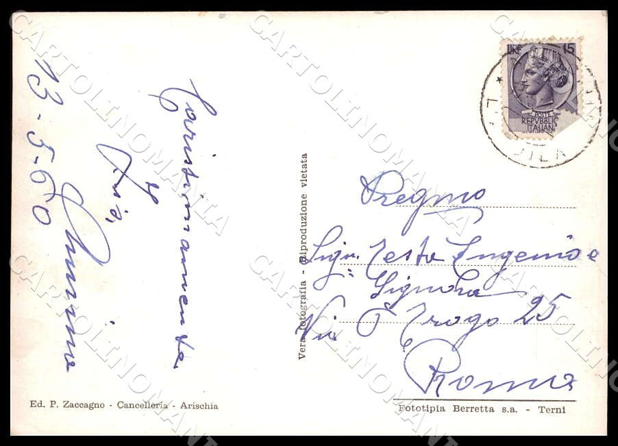 L'Aquila Arischia Scuola Tenente Crescenzo Taranta FG Foto cartolina GM0105 – retro