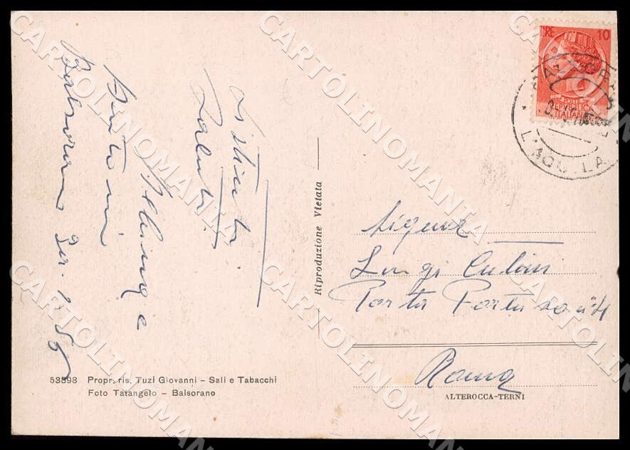 L'Aquila Balsorano Piazza Raffi Scacchi Alterocca Vespa FG cartolina GM0111 – retro