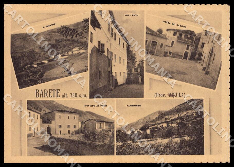 L'Aquila Barete Santo Eusanio Villa Ricci Piazza Barone FG cartolina GM0112 – fronte