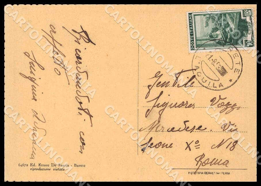 L'Aquila Barete Santo Eusanio Villa Ricci Piazza Barone FG cartolina GM0112 – retro