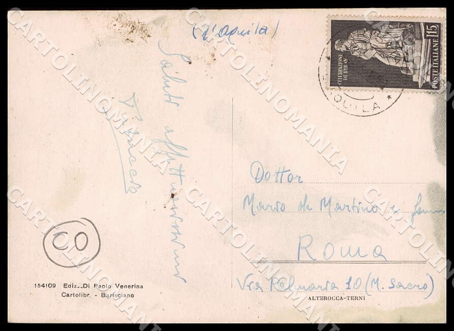 L'Aquila Barisciano Castello Medioevale Ruderi COLLA FG cartolina GM0119 – retro
