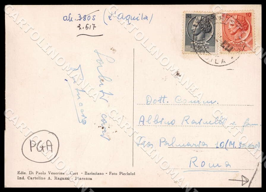 L'Aquila Barisciano Via delle Rupi PIEGHINA FG Foto cartolina GM0123 – retro