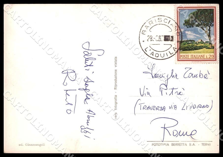 L'Aquila Barisciano Piazza Vetulasio VI Nepote Auto FG Foto cartolina GM0125 – retro