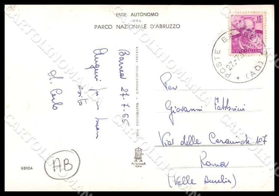 L'Aquila Barrea Parco Nazionale Abruzzo Via Roma ABRASA FG Foto cartolina GM0127 – retro