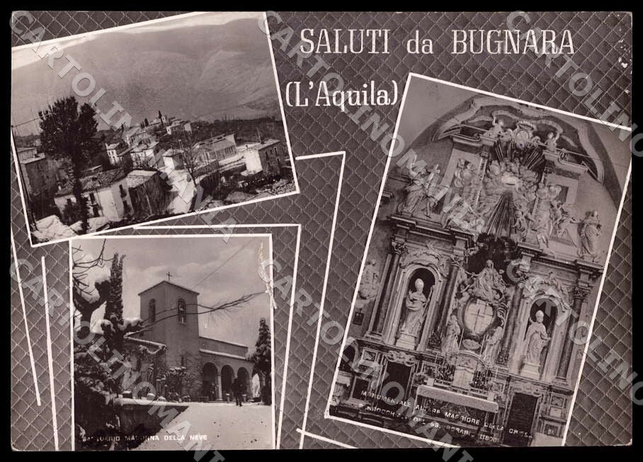 L'Aquila Bugnara Saluti da Santuario PIEGHE COLLA FG Foto cartolina GM0132 – fronte