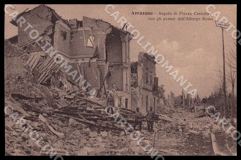 L'Aquila Avezzano Angolo Piazza Castello Albergo Roma Terremoto cartolina GM0139 – fronte
