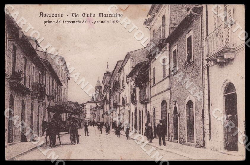 L'Aquila Avezzano Via Giulio Mazzarino PIEGHINE ABRASA cartolina GM0142 – fronte