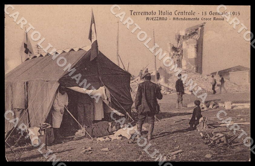 L'Aquila Avezzano Terremoto Croce Rossa 13 Gennaio 1915 PIEGA cartolina GM0158 – fronte