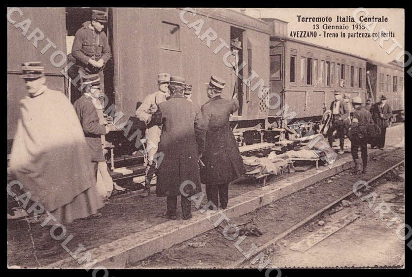 L'Aquila Avezzano Terremoto Italia Centrale Treno REINCOLLATA cartolina GM0160 – fronte