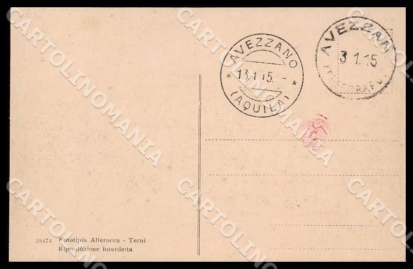 L'Aquila Avezzano Nuova Municipio Alterocca Terremoto Militari cartolina GM0161 – retro