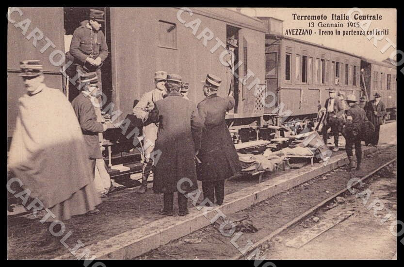 L'Aquila Avezzano Terremoto Italia Centrale Militari Treno cartolina GM0167 – fronte