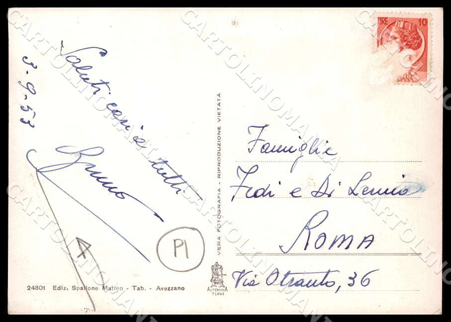 L'Aquila Avezzano Piazza Risorgimento Alterocca PIEGA FG Foto cartolina GM0175 – retro
