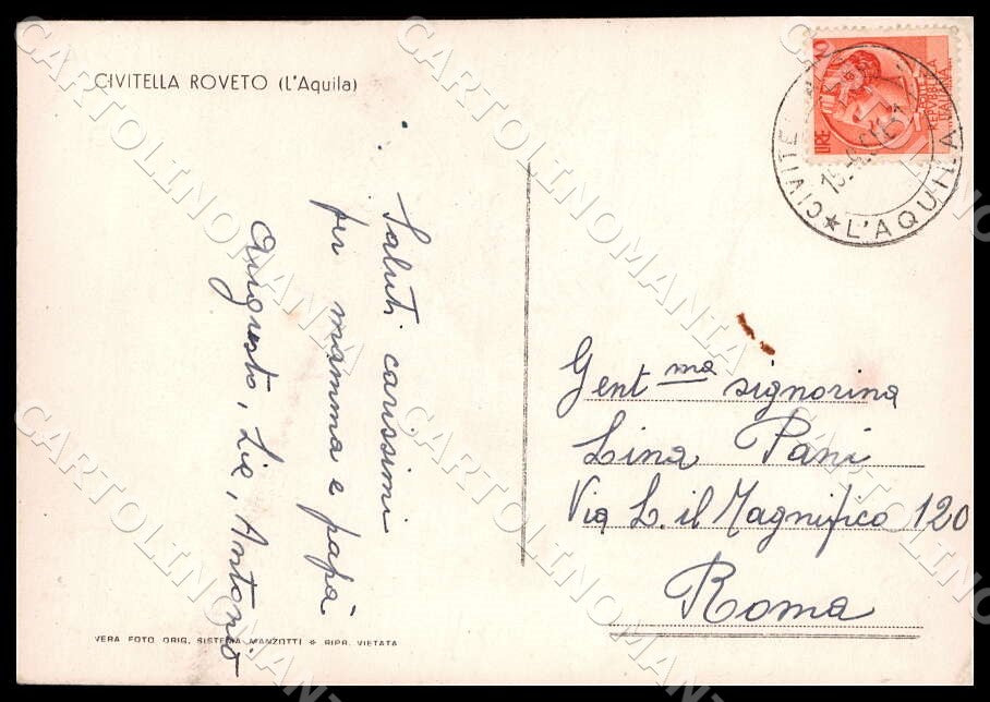 L'Aquila Civitella Roveto Stabilimento FG Foto cartolina GM0185 – retro
