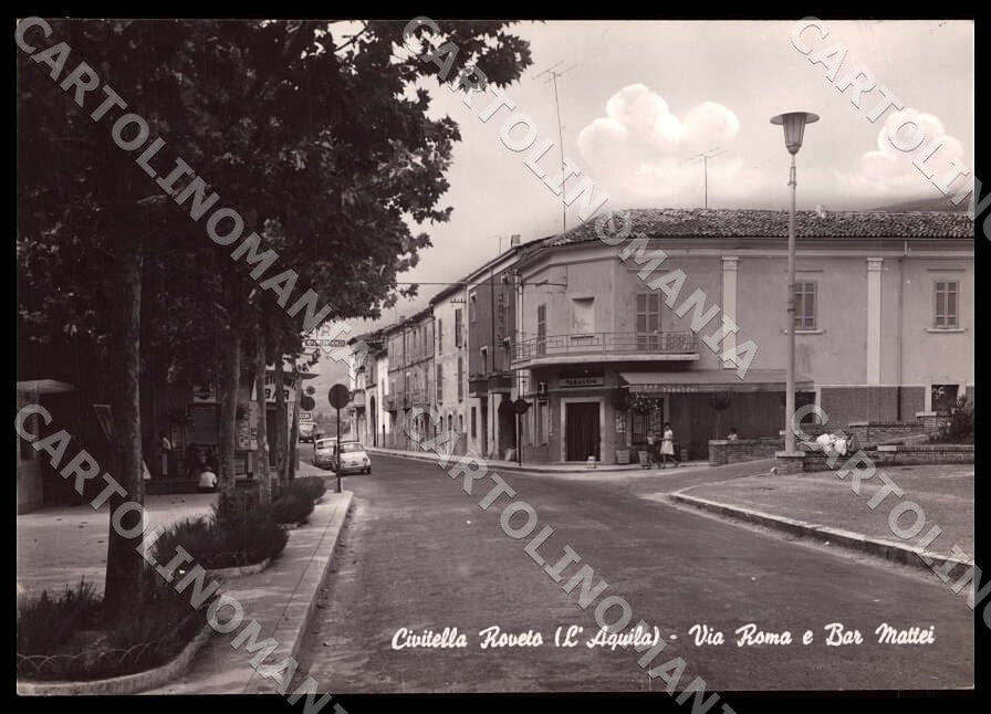 L'Aquila Civitella Roveto Via Roma Bar Mattei Auto FG Foto cartolina GM0186 – fronte