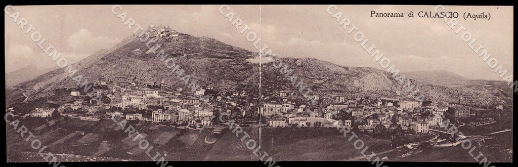 L'Aquila Calascio Panorama Doppia RESTAURATA cartolina GM0191 – fronte