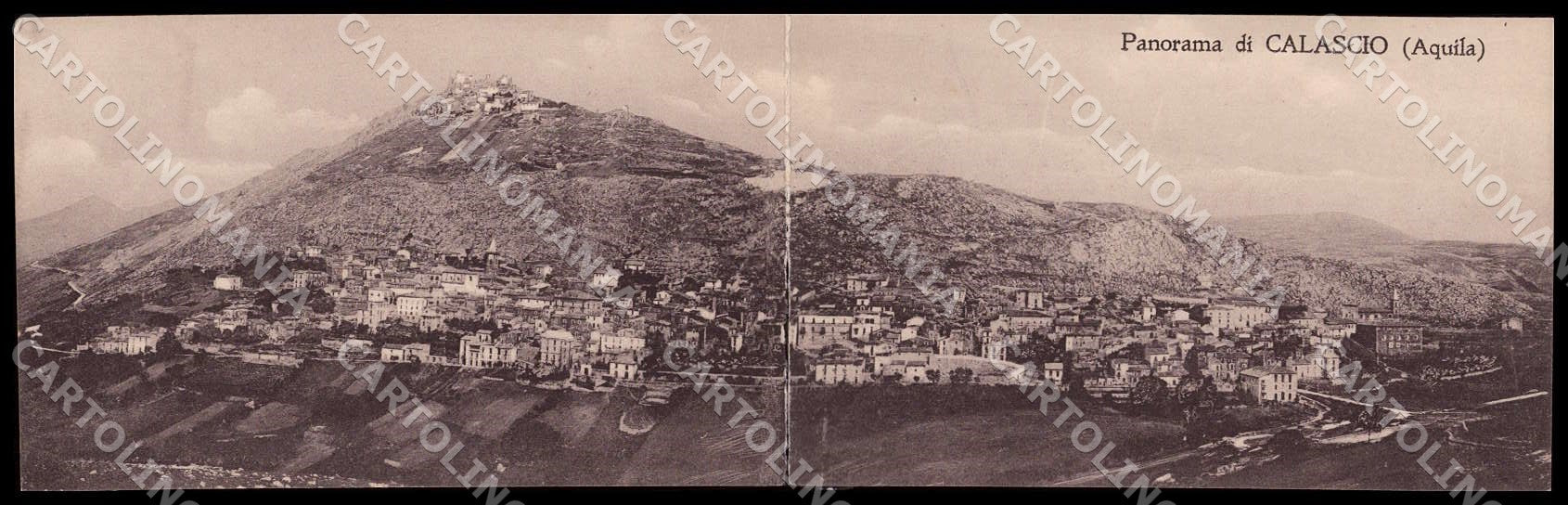 L'Aquila Calascio Panorama Doppia RESTAURATA cartolina GM0191 – fronte