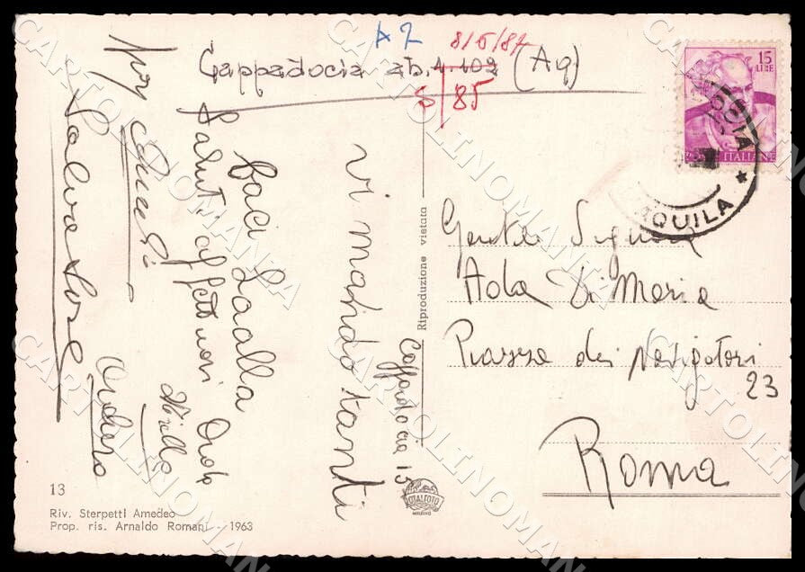 L'Aquila Cappadocia Paesaggio FG Foto cartolina GM0199 – retro