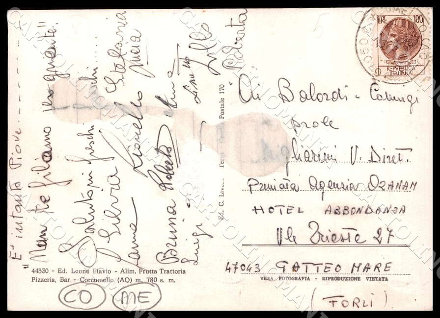 L'Aquila Corcumello Saluti da COLLA MACCHIE FG Foto cartolina GM0207 – retro