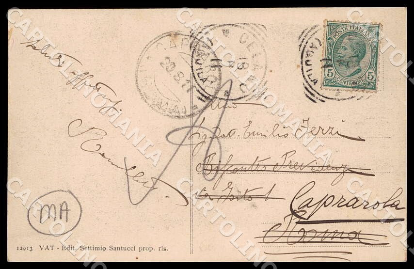 L'Aquila Celano Via palazzo Tomassetti Alterocca MACCHIA cartolina GM0211 – retro