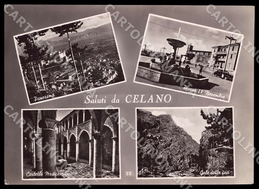 L'Aquila Celano Saluti da Panorama Piazza IV Novembre FG Foto cartolina GM0215 – fronte