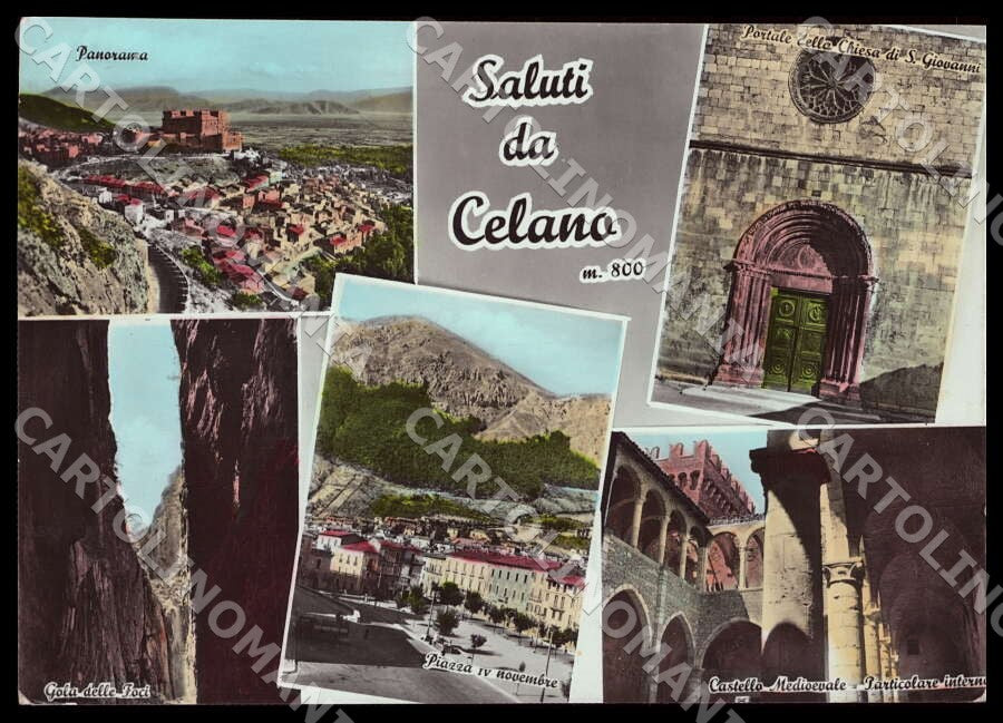 L'Aquila Celano Panorama Saluti da Chiesa San Giovanni FG cartolina GM0216 – fronte