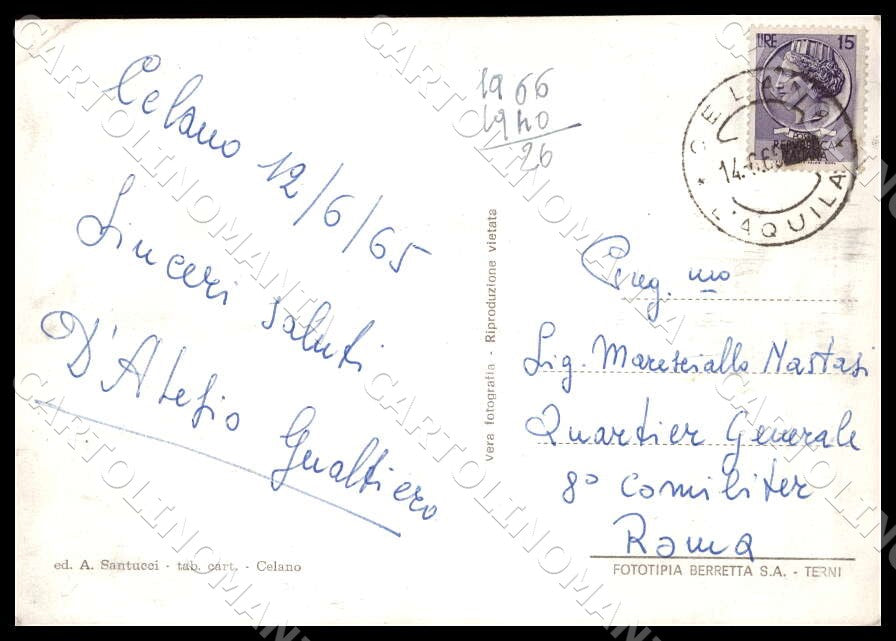 L'Aquila Celano Panorama Saluti da Chiesa San Giovanni FG cartolina GM0216 – retro