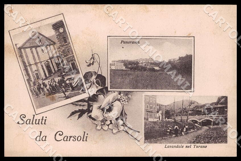 L'Aquila Carsoli Saluti da Panorama Lavandaie Turano Mestieri cartolina GM0219 – fronte