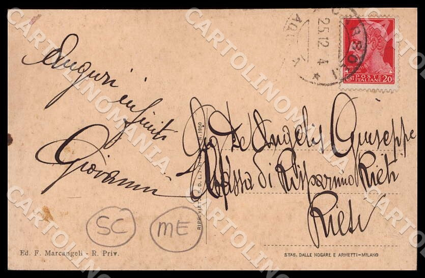 L'Aquila Carsoli Panorama SCOLLATA MACCHIE cartolina GM0221 – retro