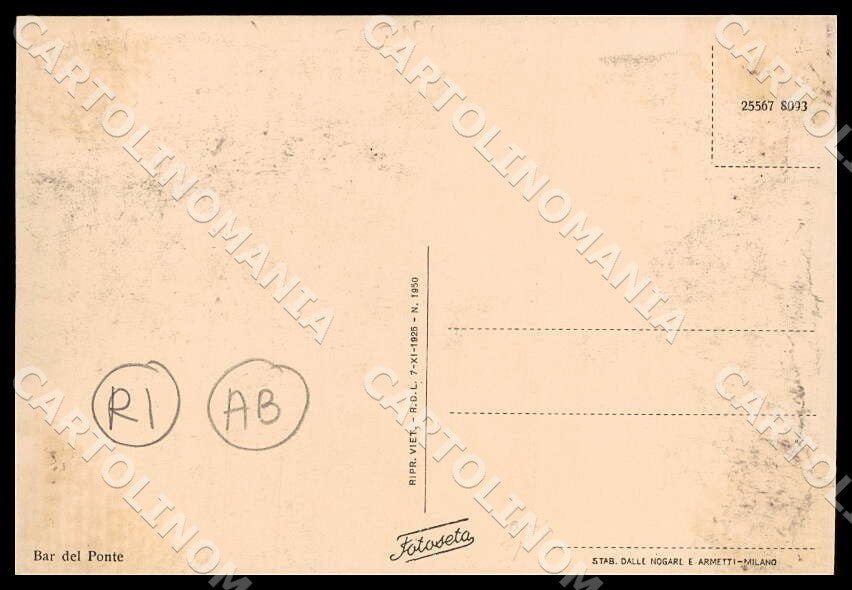 L'Aquila Carsoli Stazione Ferroviaria RIFILATA ABRASA FG cartolina GM0223 – retro