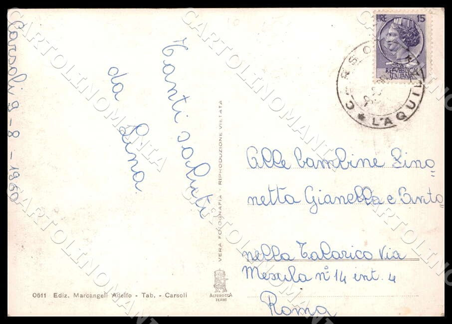 L'Aquila Carsoli Piazza Corradino Alterocca Vespa FG Foto cartolina GM0229 – retro