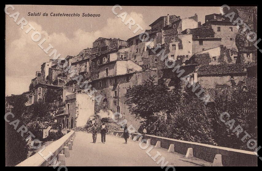 L'Aquila Castelvecchio Subequo Saluti da cartolina GM0233 – fronte