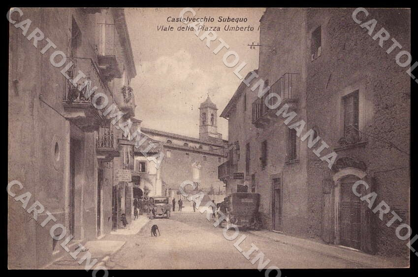 L'Aquila Castelvecchio Subequo Viale Piazza Umberto I Auto cartolina GM0235 – fronte