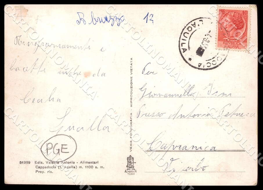 L'Aquila Cappadocia Ingresso paese Alterocca PIEGHINE FG Foto cartolina GM0243 – retro