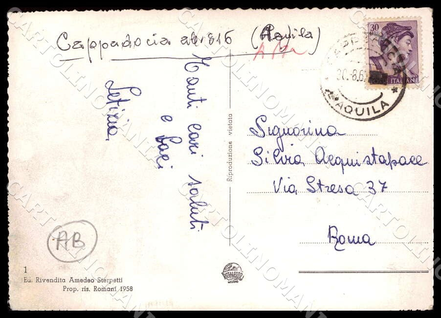 L'Aquila Cappadocia Paesaggio Invernale Sci ABRASA FG Foto cartolina GM0245 – retro